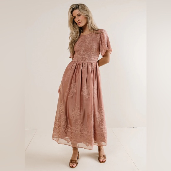 knee length dresses for ladies Dual Flutter Trim Smocked Top Midi Dress Lilac / XL
